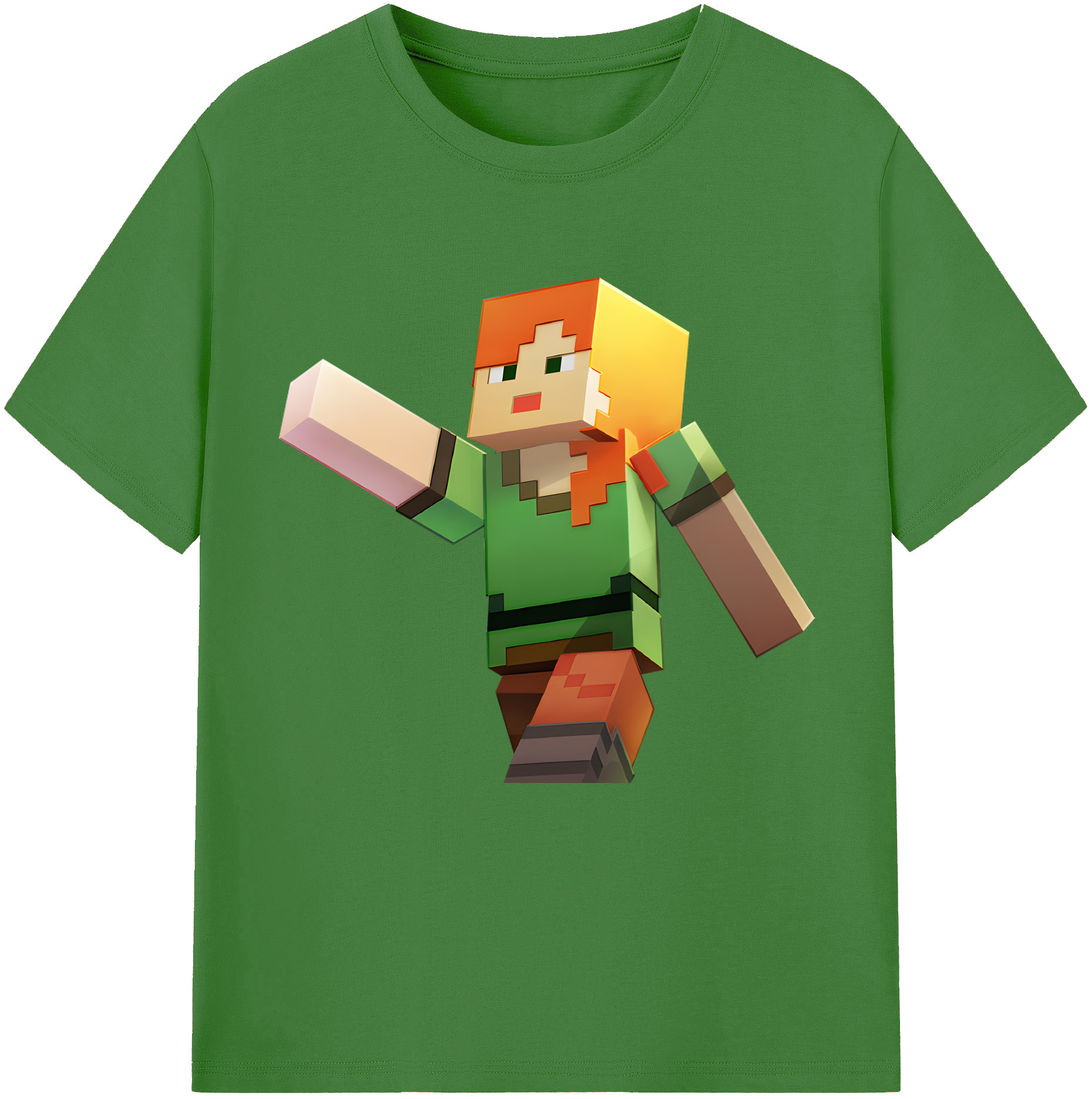 （画像用） マインクラフト ブロックの世界 Minecraft MC Block world レディースカジュアルプリントTシャツ（綿100％）